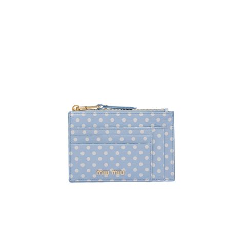 Sky Blue/white Printed Madras Leather Card Holder 